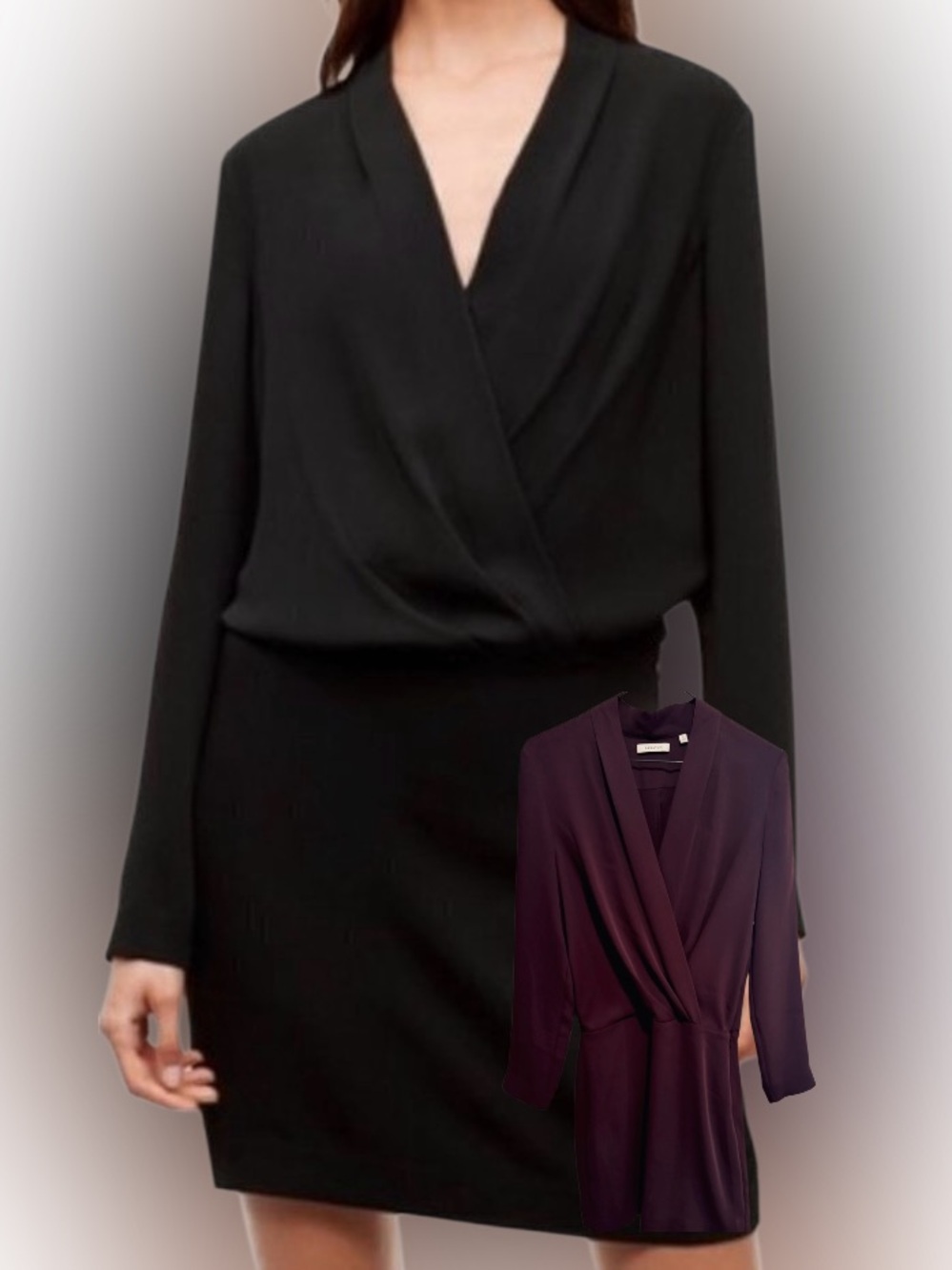Babaton Aritzia Gershwin dress Plum Maroon mini tunic sleek office party wrap 0